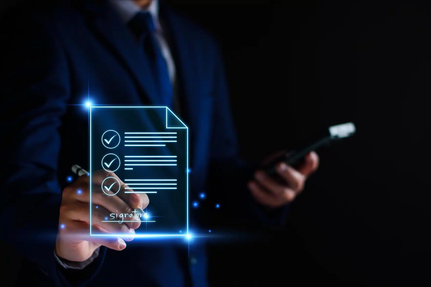 Electronic signature business concept. Manager is electronic sig